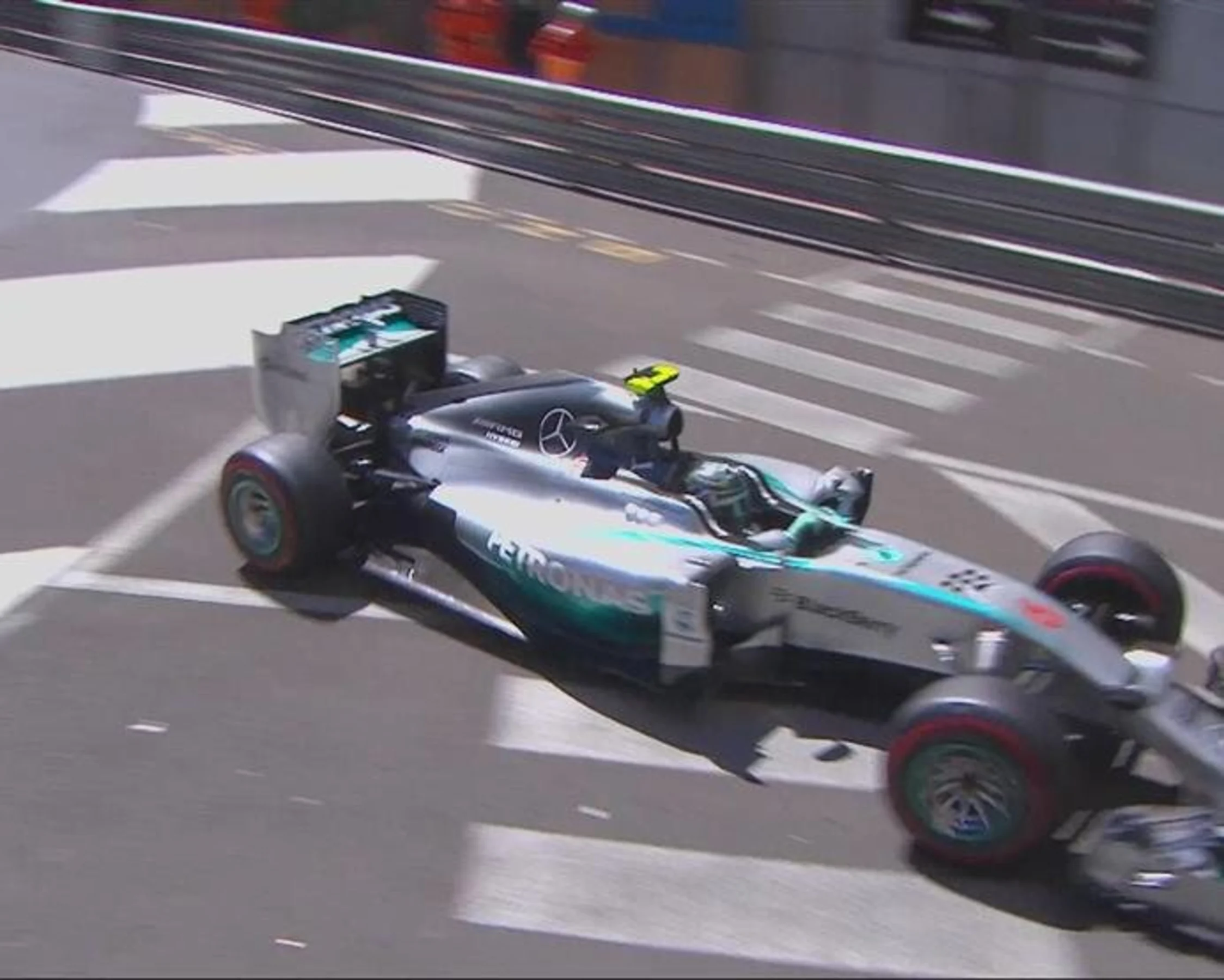 Nico Rosberg 2014 摩納哥排位賽於 Mirabeau 鎖死輪胎